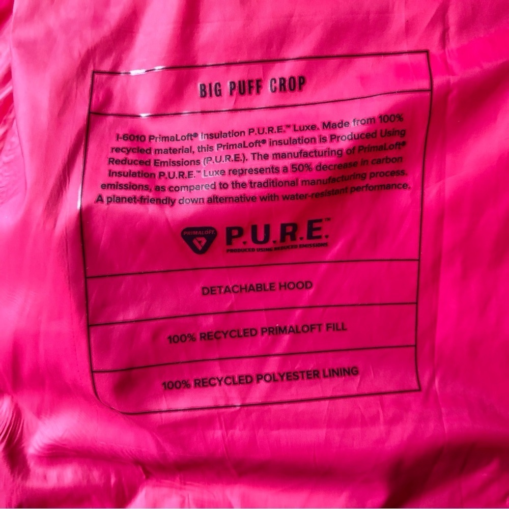 GAP Big Puff Cropped Jacket Women’s XS Neon Hot Pink Bright Statement Dopamine - Picture 6 of 12